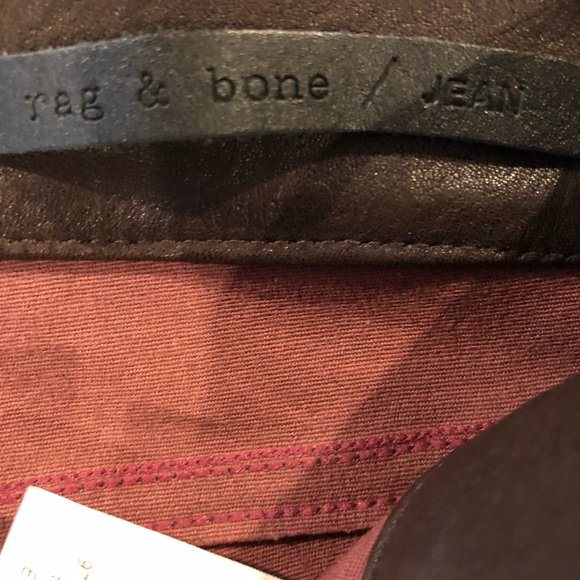 Rag & Bone Leather Skinny Jeans - Burgundy - Picture 5 of 5